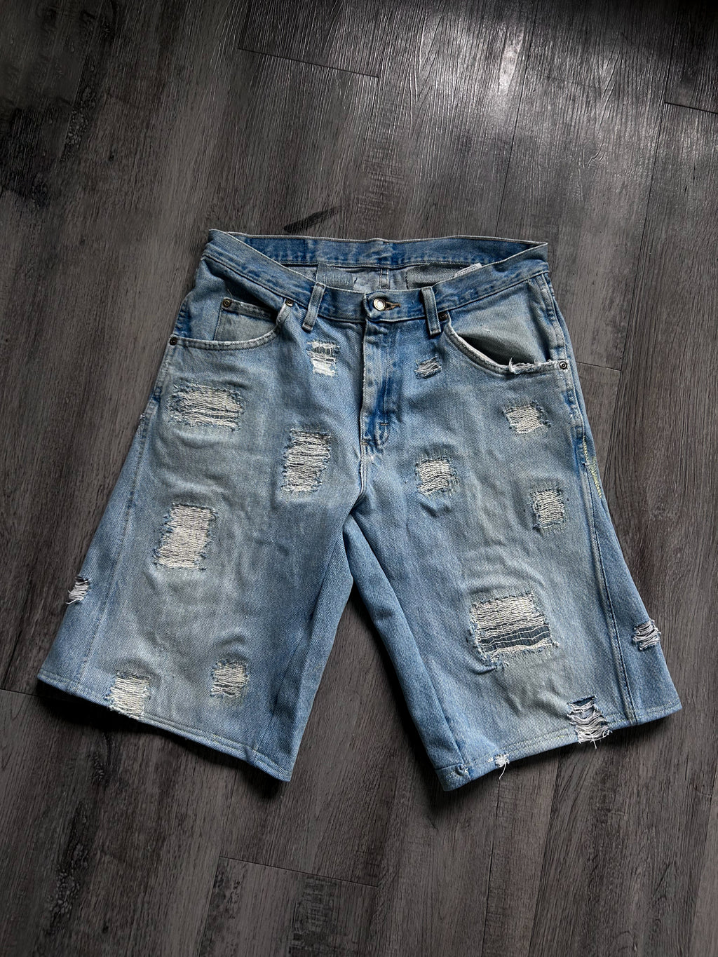 FC distress denim shorts