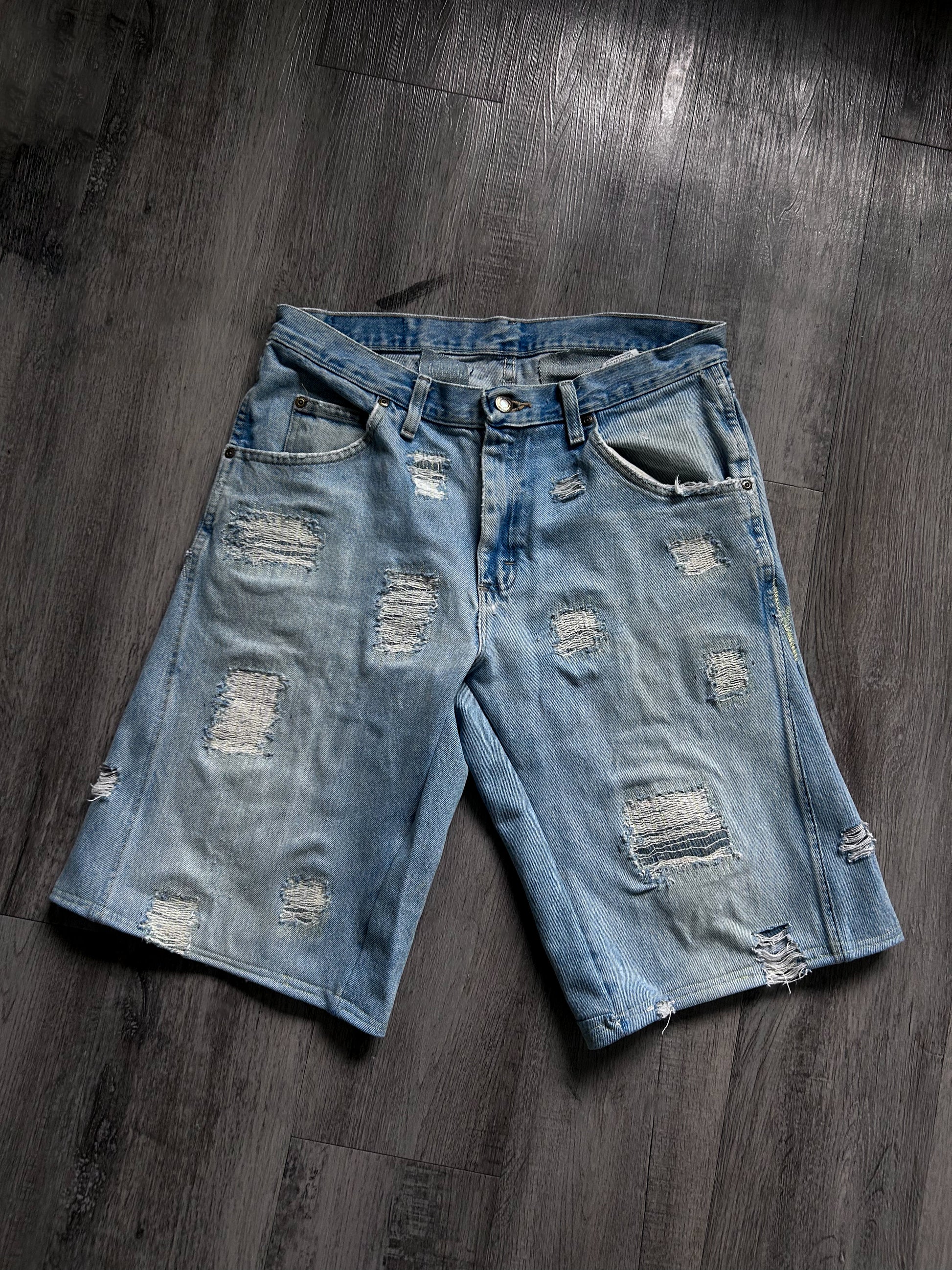 FC distress denim shorts