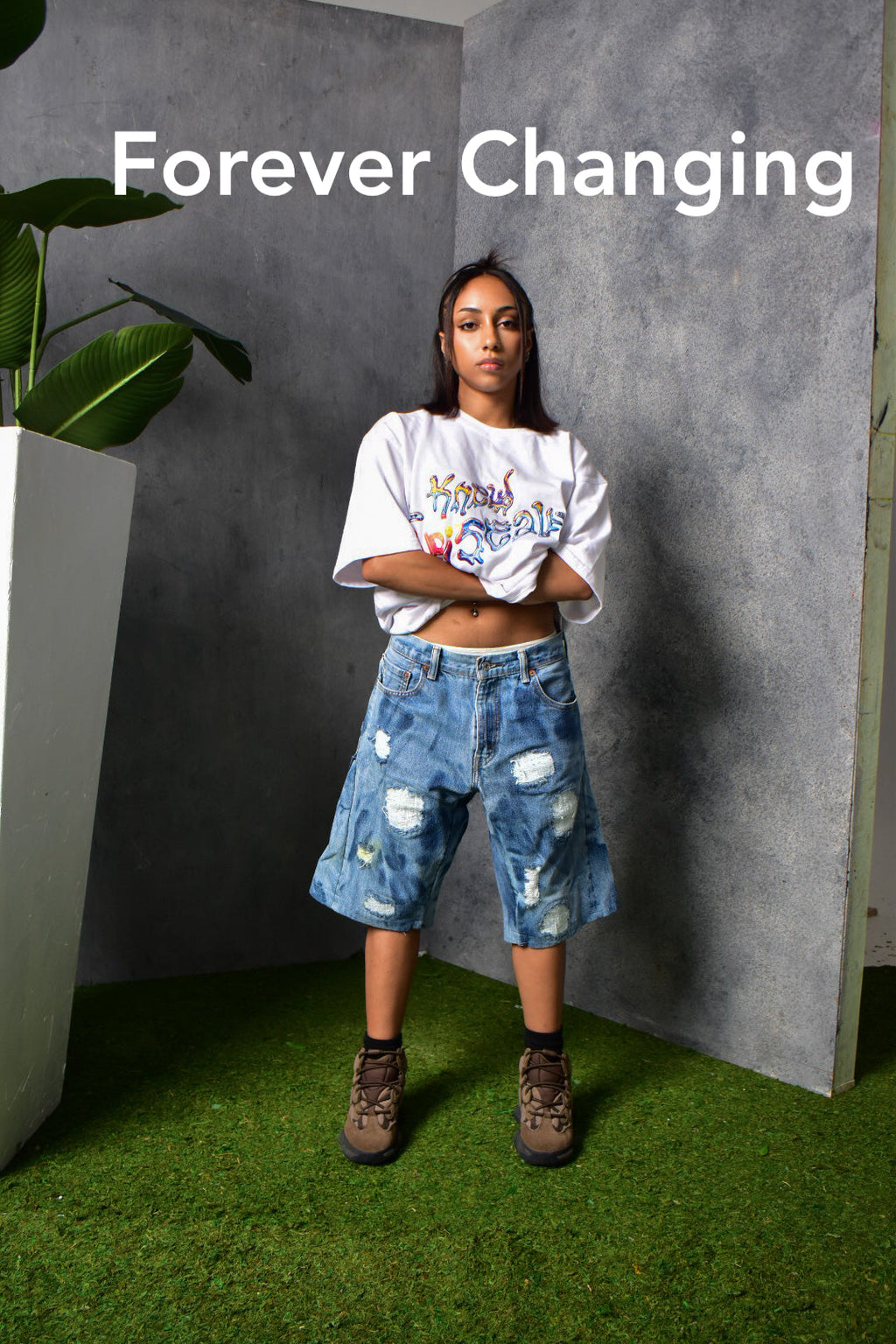 FC distress denim shorts